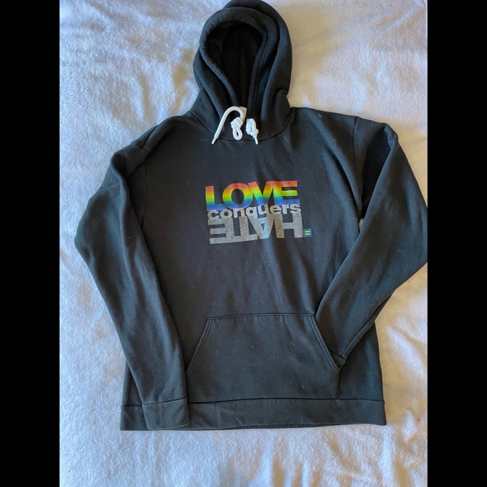Human Rights Campaign love conquers hate hoodie- size XXL